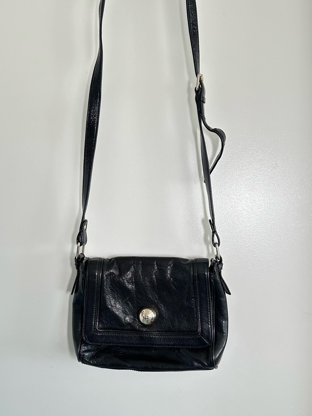 kate spade Black Leather Crossbody Bag with Silver Hardware